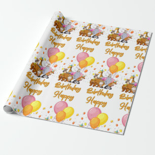 Happy Birthday Animal Collection Wrapping Paper