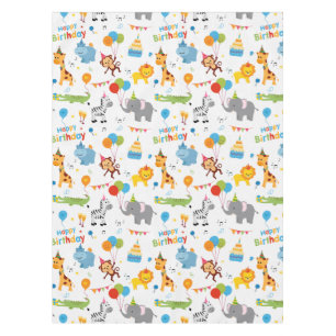 Happy birthday animal party print tablecloth