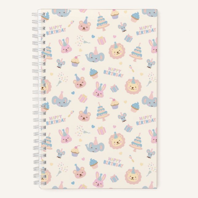 Happy Birthday Animals Ivory Notebook (Front)