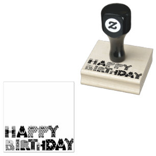Happy Birthday Animals Letters Rubber Stamp