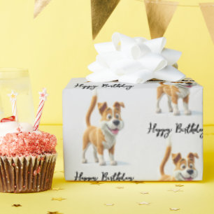 Happy Birthday Animated Dog Wrapping Paper