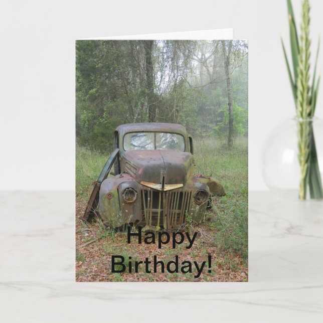 Happy Birthday Antique Car Card (Front)