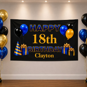 Happy Birthday Any Age Black Banner