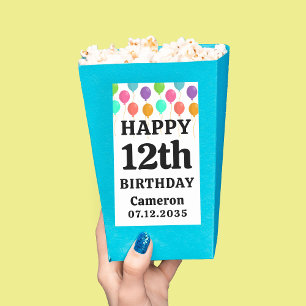 Happy Birthday Any Age Personalised Popcorn Rectangular Sticker