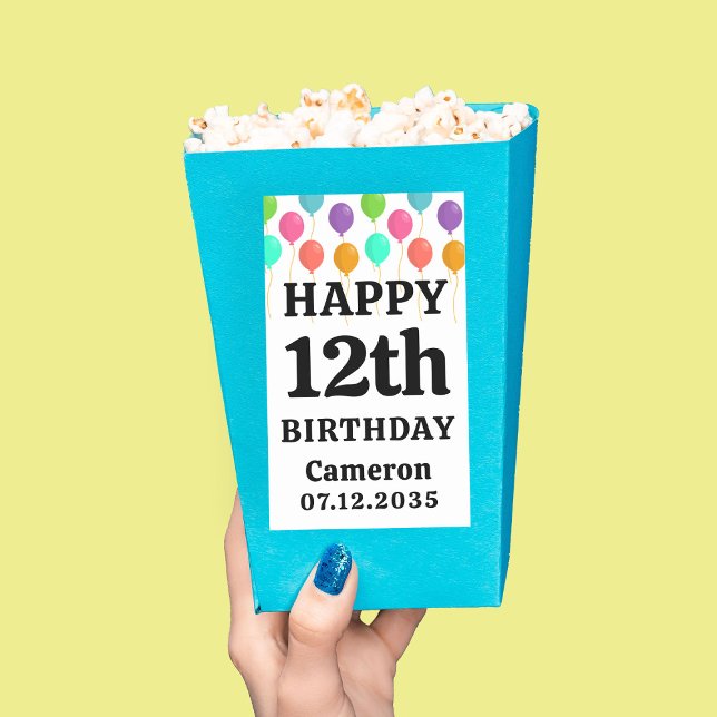 Happy Birthday Any Age Personalised Popcorn Rectangular Sticker (Happy Birthday Any Age Personalized Popcorn Rectangular Sticker
)