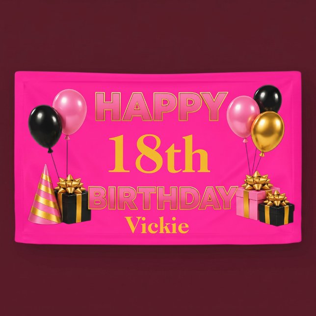 Happy Birthday Any Age Pink Banner (Creator Uploaded)