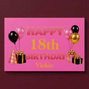 Happy Birthday Any Age Pink Poster