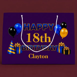 Happy Birthday Any Age Purple Large Gift Bag