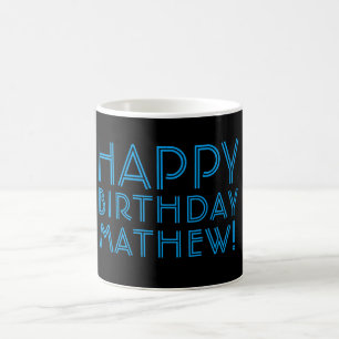 Happy Birthday (ANY NAME)   Blue & Black (or diy) Coffee Mug