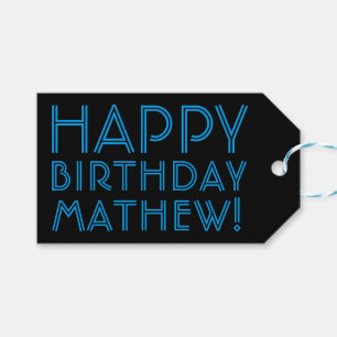 Happy Birthday (ANY NAME)   Blue & Black (or diy) Gift Tags