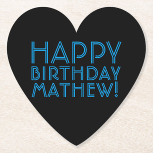 Happy Birthday (ANY NAME)   Blue & Black (or diy) Paper Coaster