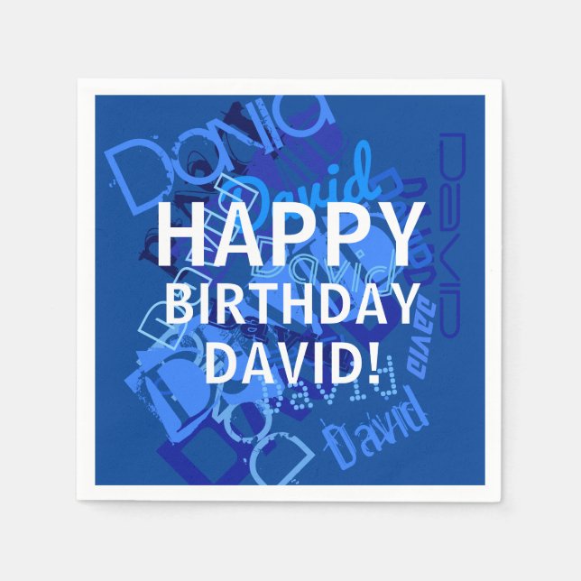 "Happy Birthday” (any name) Blue Napkin (Front)