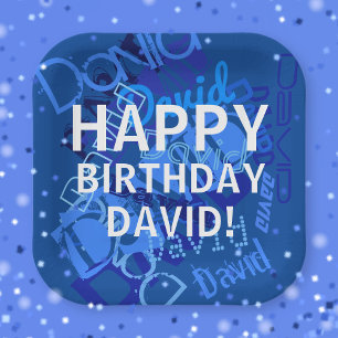 Happy Birthday (any name) Blue Paper Plate