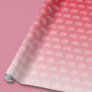 Happy Birthday & Any Name Red Ombre Wrapping Paper
