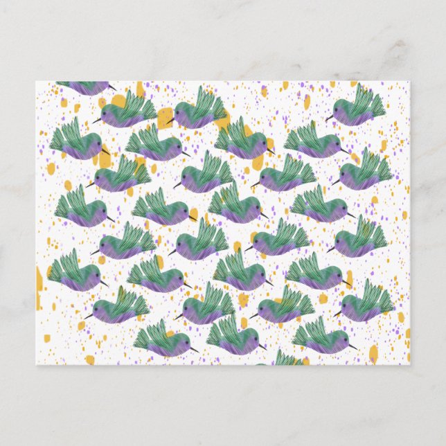 Happy Birthday Any Occasion Watercolor Hummingbird Postcard (Front)