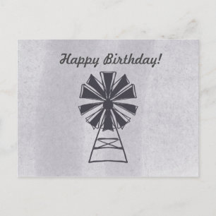 Happy Birthday Any Occasion Windmill Postcard
