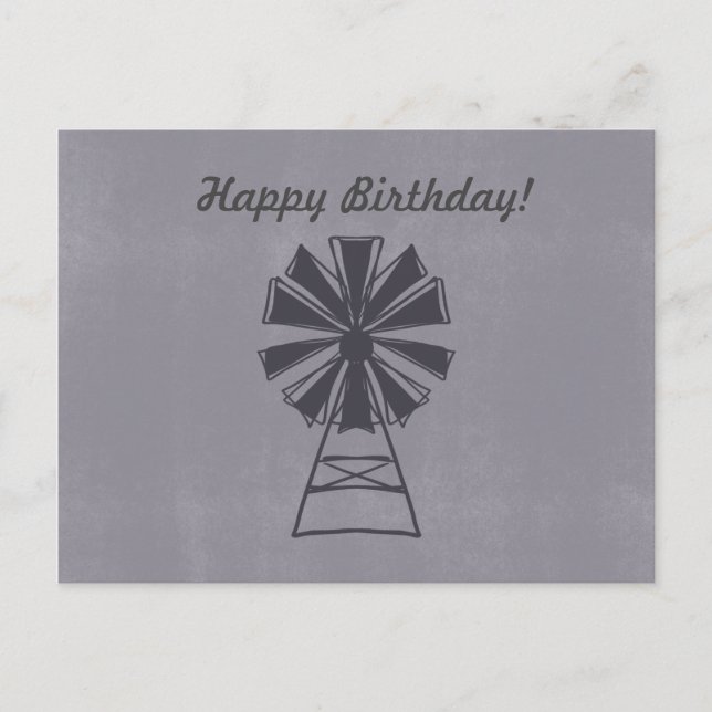 Happy Birthday Any Occasion Windmill Postcard (Front)