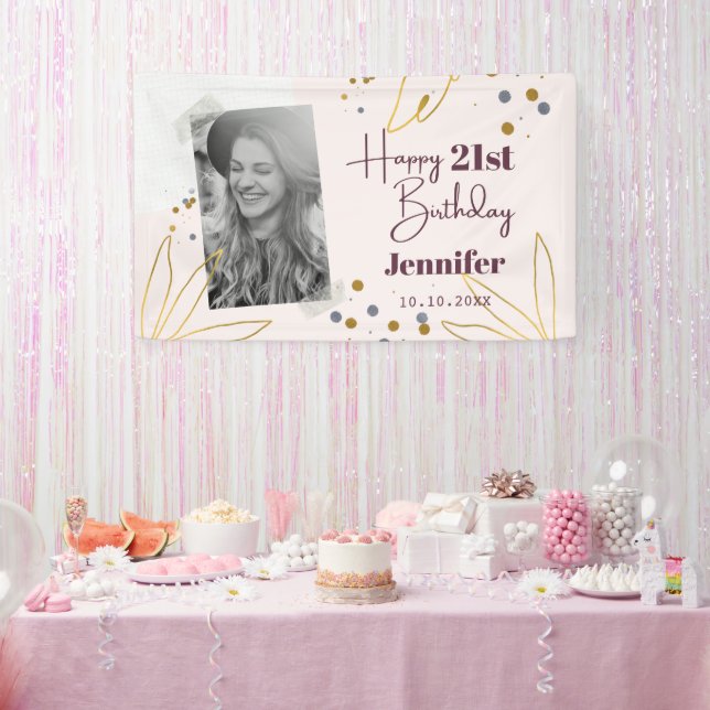 Happy Birthday Any Year Personalised Pink Banner (Party)