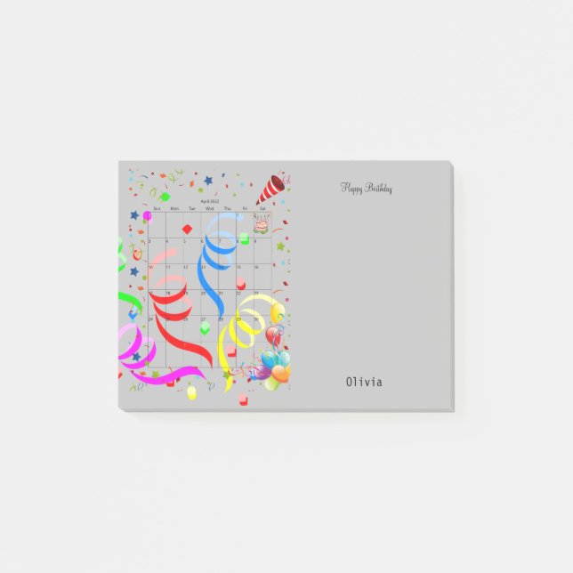 Happy Birthday April 2022 Post-it Notes (Front)