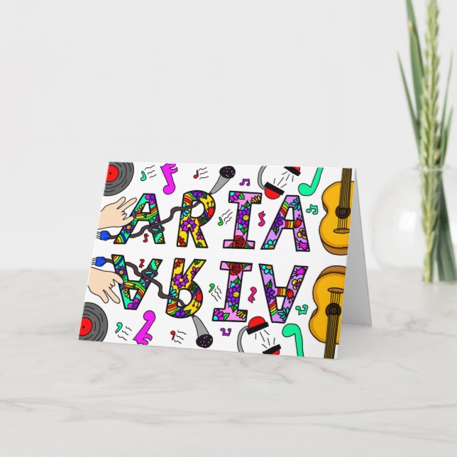 Happy Birthday Aria, girl's name whimsical  Card (Front)