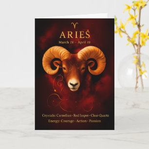 Happy Birthday Aries Carnelian Birthstone Card
