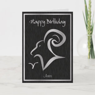 Happy Birthday Aries Elegant Horoscope Card