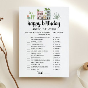 Happy Birthday around the world Birthday Game Card