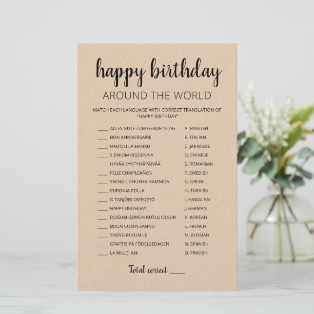 Happy Birthday Around The World editable game (Standing Front)