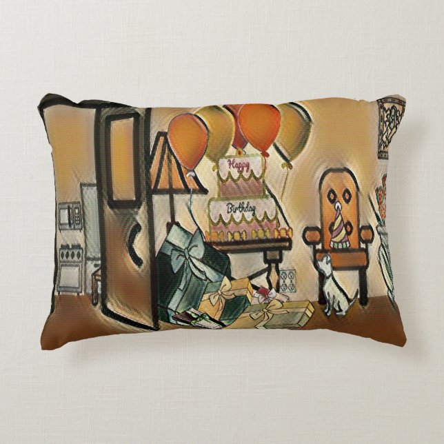 Happy Birthday Art Decorative Cushion (Front)