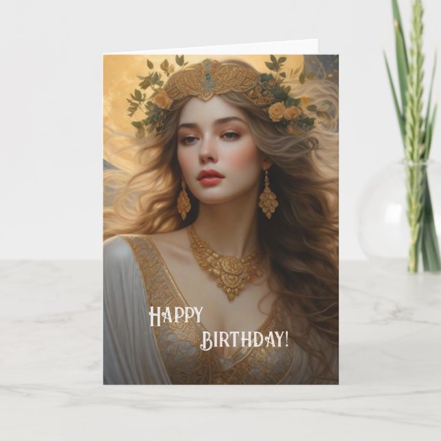 Happy Birthday Art Nouveau Beauty No.4 Card (Front)