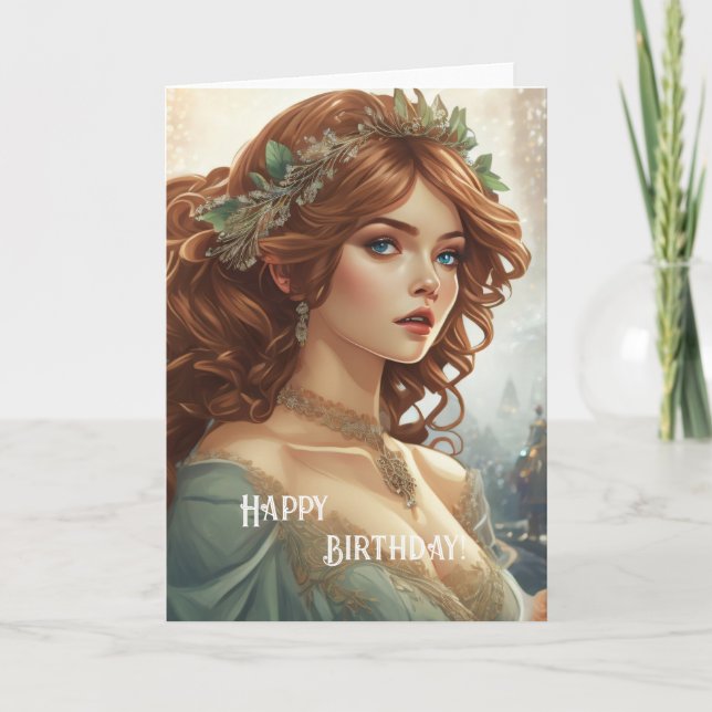 Happy Birthday Art Nouveau Beauty No.5 Card (Front)