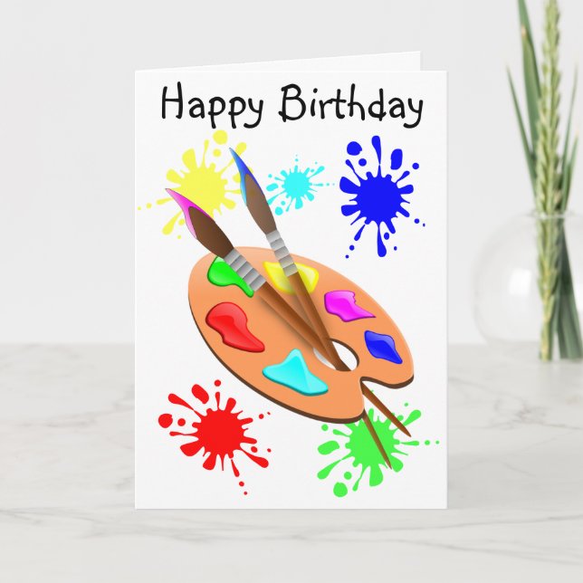 Happy Birthday Artist Palette  Card (Front)