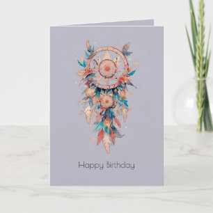 Happy birthday artistic dreamcatcher customisable card