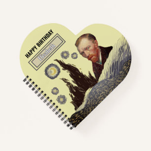 HAPPY BIRTHDAY Artistic VanGogh GREY unique Notebook