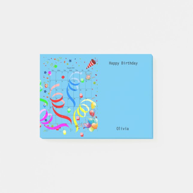 Happy Birthday August 2022 Post-it Notes (Front)