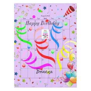 Happy Birthday August 2022 Tablecloth 
