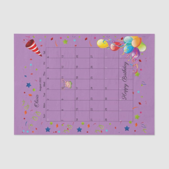 Happy Birthday August 2022 Tissue Paper (Front)