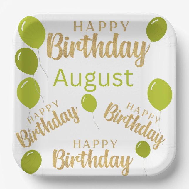 Happy birthday August birthdays Paper Plate (Front)
