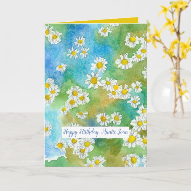 Happy Birthday Aunt Blessings To You Custom Name Card (Yellow Flower)