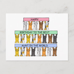 Happy Birthday Aunt Cut Cats Postcard