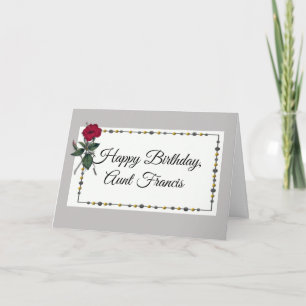 Happy Birthday Aunt (name), Gray with Red Hibiscus Card