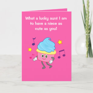 Happy Birthday Aunt to Niece with Dancing Cupcake Card
