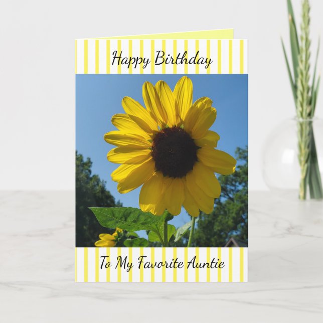 Happy Birthday Auntie, Sunflower Photography Holiday Card (Front)