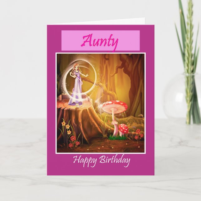 Happy Birthday Aunty with fairy Aunt birthday Card (Front)