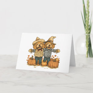 Happy Birthday Autumn Harvest Goldendoodle Dogs Card