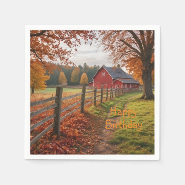 Happy Birthday Autumn Napkin (Front)