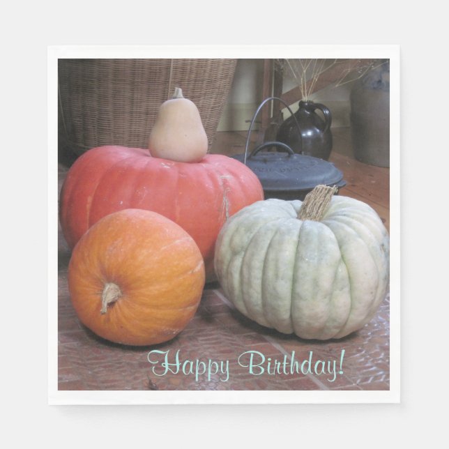 Happy Birthday Autumn Theme Napkin (Front)