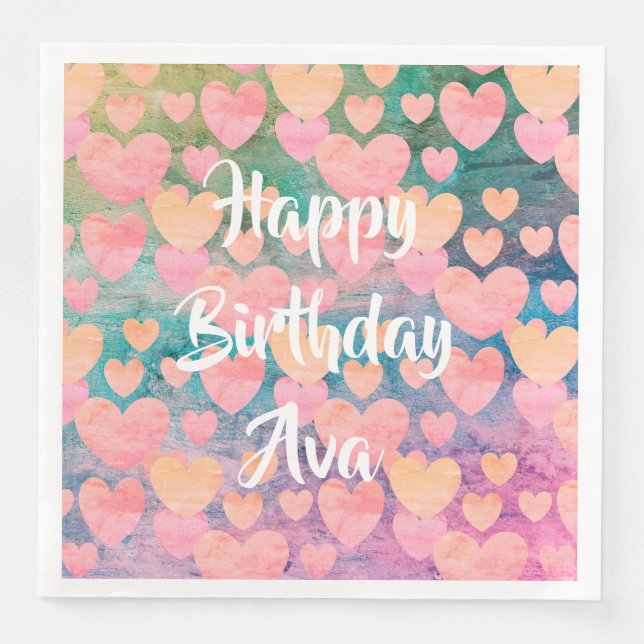 Happy Birthday #Ava party napkins by DAL (Front)