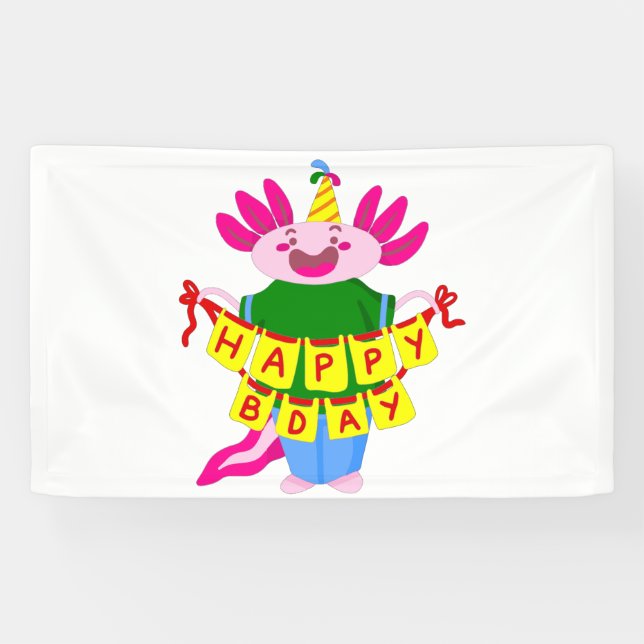 happy birthday Axolotl Banner (Horizontal)