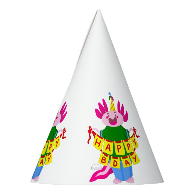 happy birthday Axolotl Party Hat (Left)